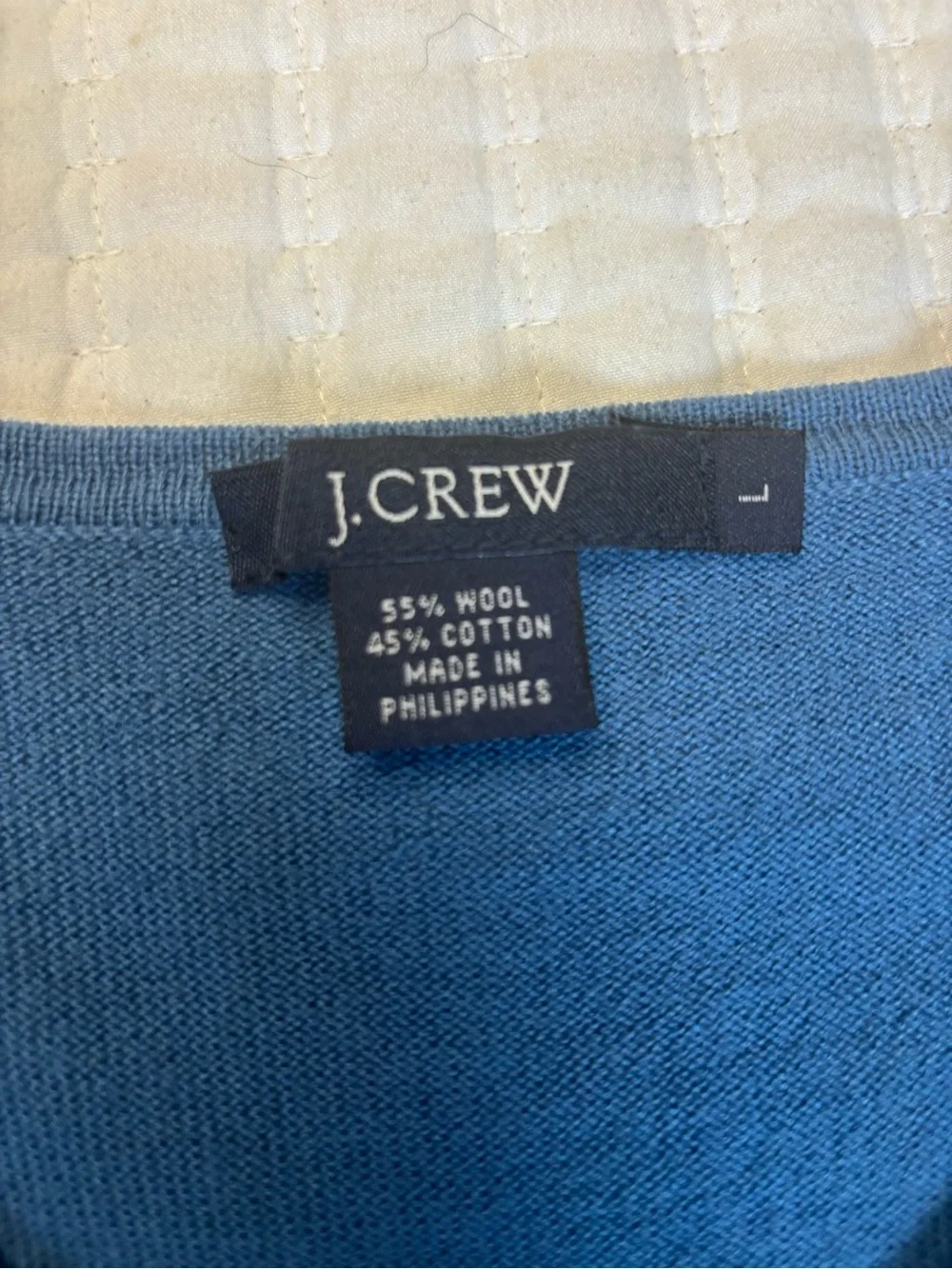 J.Crew Men’s Large Blue V-Neck Wool Cotton Sweater Pullover Lightweight